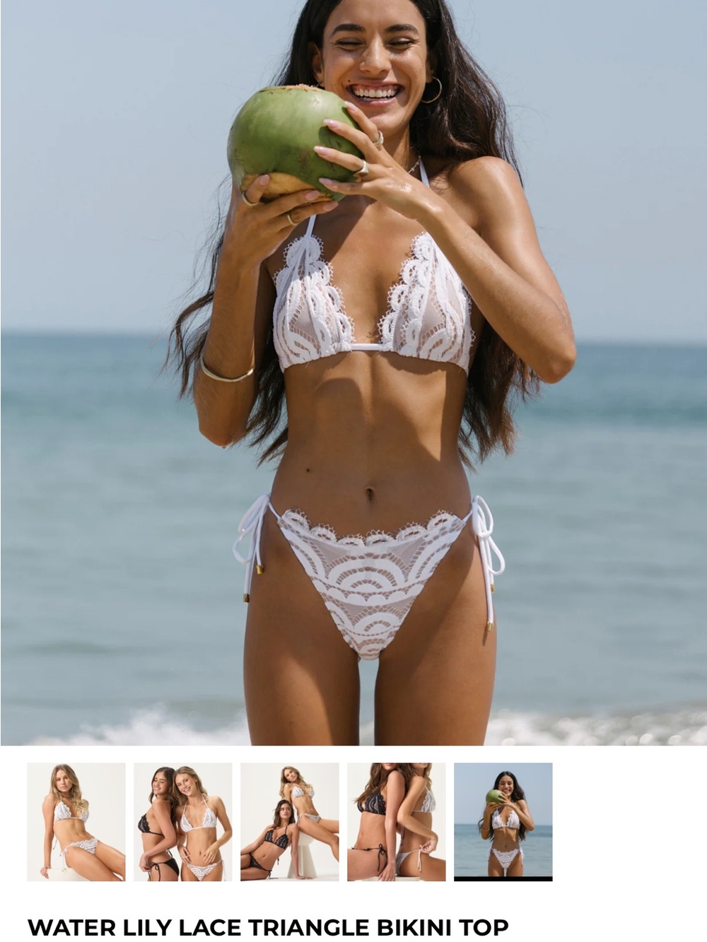 PQ Swim White Water Lily Lace Triangle Bikini Top